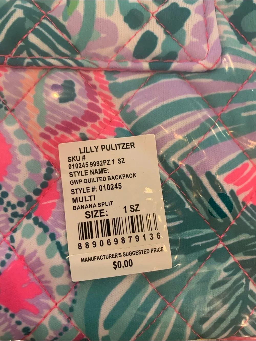 NWT—-Lilly Pulitzer Quilted Workout Bag in Banana Split
